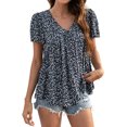 thumbnail image 1 of Hanerdun Women Floral Blouses Female Short Sleeve Pullover Shirt Top Black 2XL, 1 of 6