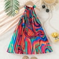 thumbnail image 2 of Yanlir Robe Imprimée à Manches Volantées pour Filles, Col Rond, Robe d'Été Décontractée, Mignonne Tenue de Jeu à Col Rond, Ensemble de Vêtements pour Enfants Léger Longueur Genou (Multicolore, 6 Ans), 2 of 9