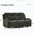 thumbnail image 3 of Ebello Manual Recliner Sofa, Soft Fabric Overstuffed 3-Seat Reclining Couch with Cup Holders for Living Room & Home Theater, Dark Green, 3 of 10