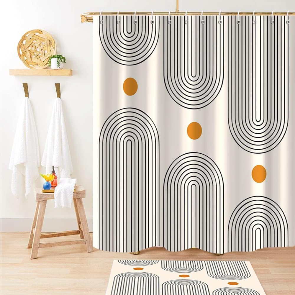 Zrodlmo Shower Curtain and Rug Set, 16pc Anti-Mold Quick-Dry Modern Bathroom Decor Set Machine Washable, 72" x 72", Beige