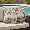 thumbnail image 4 of Teal Orange Pumpkins Fall Outdoor Waterproof Pillow Covers, Thanksgiving Vintage Botanical Decorative Square Throw Pillowcase Sofa Cushion Sham for Patio/Couch/Chair, 26"x26" 2 Pack, 4 of 8