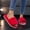 Red, variant on uublik Open Toe Fuzzy Slippers for Women Open Toe Memory Foam House Shoes Indoor Outdoor Non Slip House Slides, Black