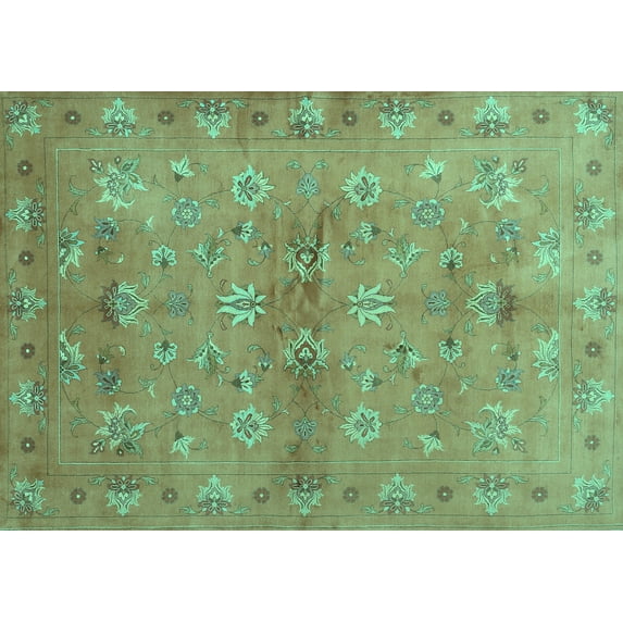 Ahgly Company Indoor Rectangle Abstract Turquoise Blue Contemporary Area Rugs, 3' x 5'