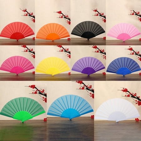 

kiskick Plain and Elegant Wedding Fan with Comfortable Grip and Fine Workmanship - Reusable Pure Color Party Decoration