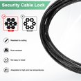 thumbnail image 2 of Uxcell 1-Set Candado de Seguridad, Cable de Acero Recubierto de 6.56FT con Candado de Combinación de 3 Dígitos, Cable Resistente a Cortes [Negro], 2 of 6