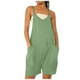 thumbnail image 2 of Riforla Women's Sleeveless Overalls Jumpsuit Casual Solid Summer Wide Leg Bib Pants Bottons Jumpsuit Romper with Pockets Short 2 Piece Sets for Women Beige XXXXXL, 2 of 6