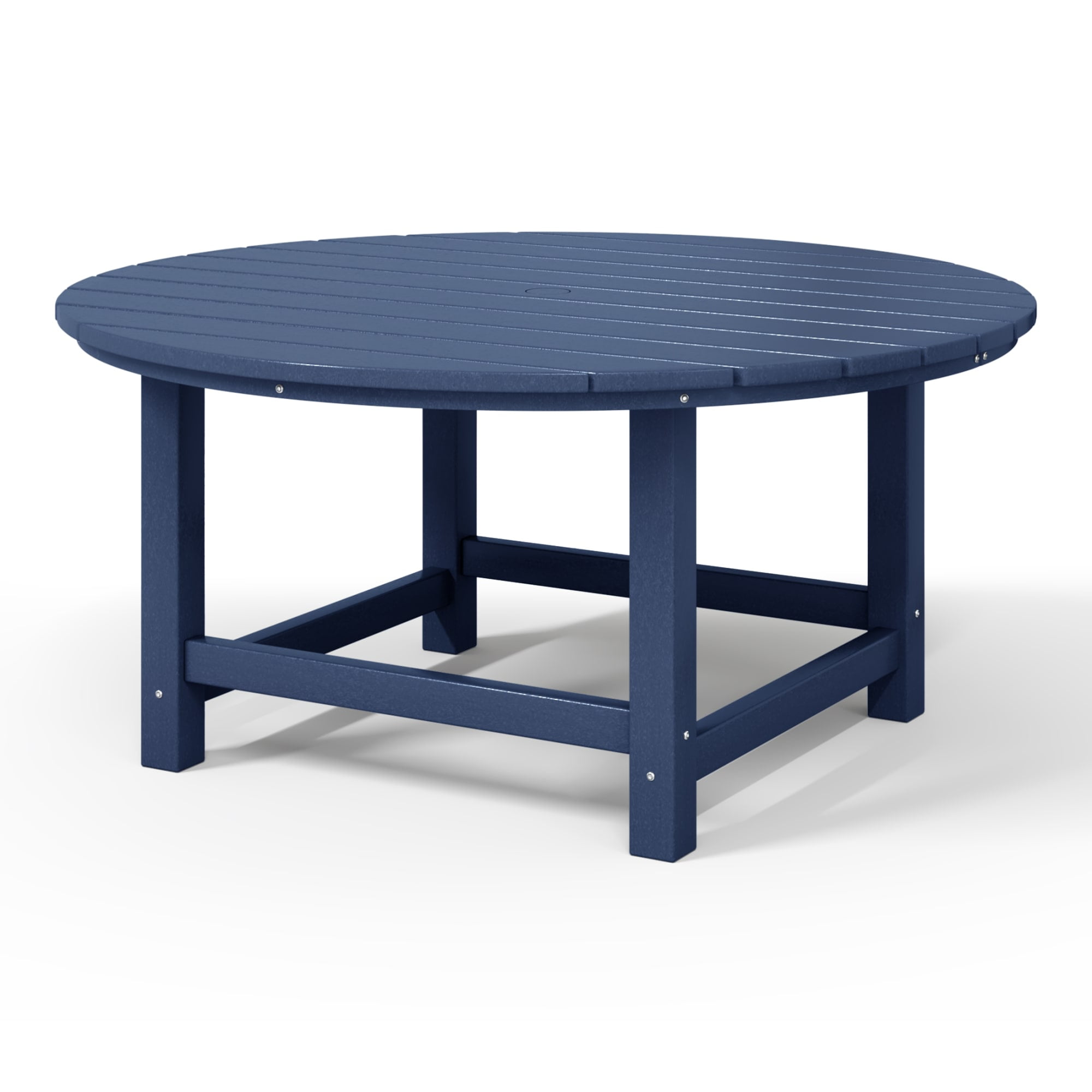 WestinTrends Malibu Low Outdoor HDPE Round Patio Coffee Table, Navy Blue