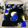 thumbnail image 2 of Feelyou Blue Monogrammed S Queen Sheet Sets for Kids, Chic Splatter Splash Flat Sheet, Art Letter Queen Fitted Sheet, Super Cozy Room Decor, 4-Piece, 2 of 7