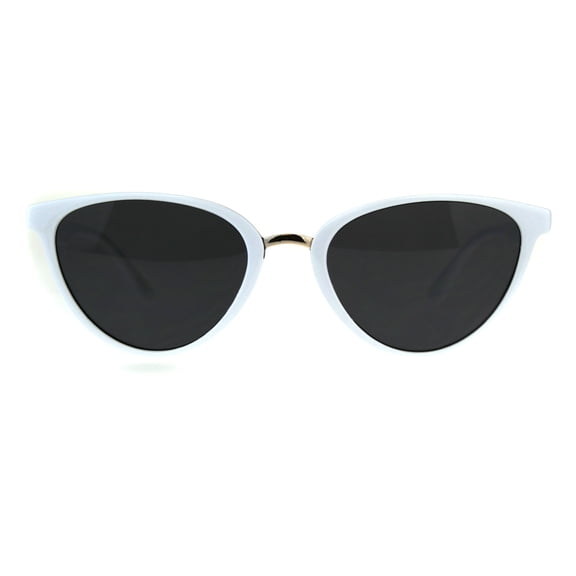 Womens Gothic Cat Eye Plastic Designer Diva Sunglasses White Black
