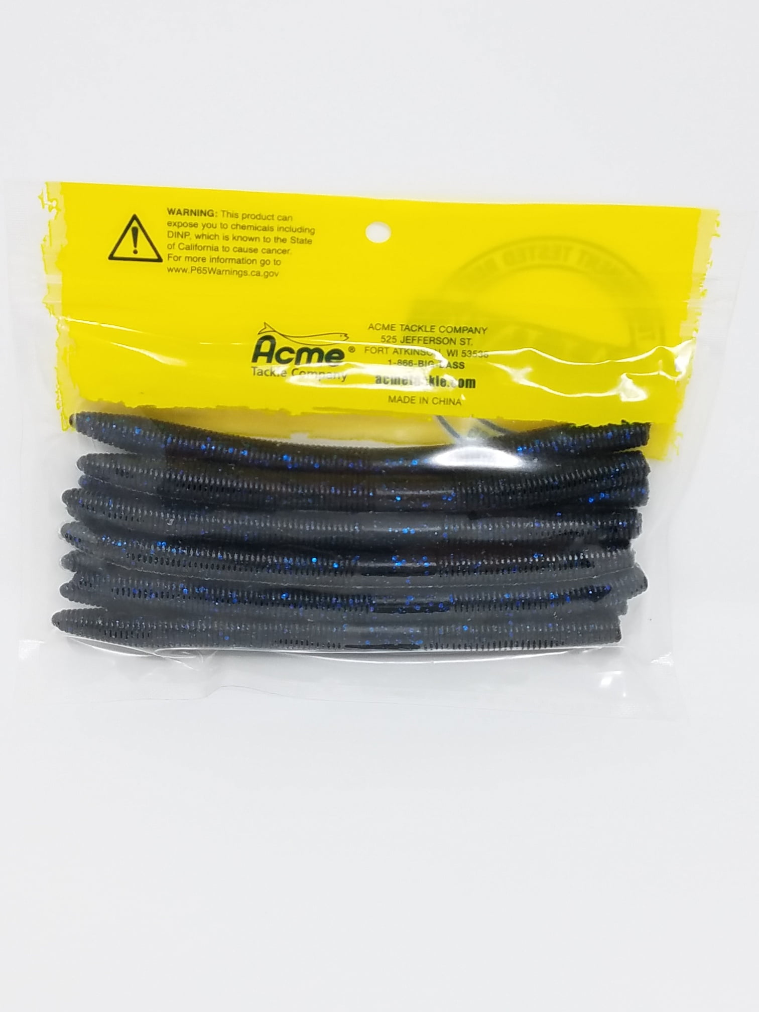 Kalins Freshwater 5" Waco Worm Soft Plastics Bait , Fishing Lure, Black Blue Flake, 10 pk