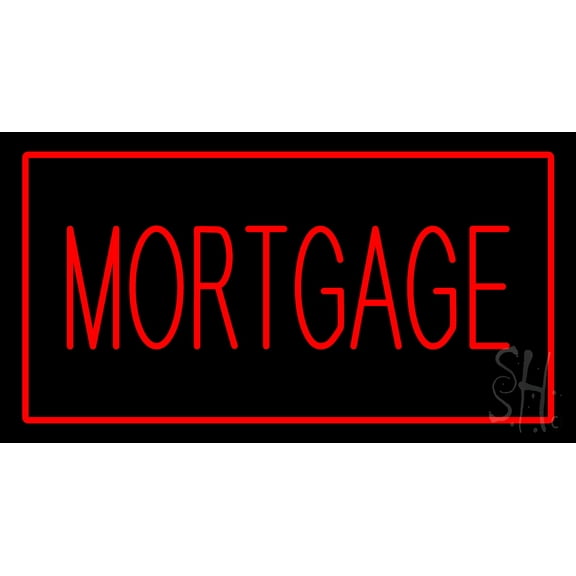 Red Mortgage Red Border LED Neon Sign 13 x 24 - inches, Black Square Cut Acrylic Backing, with Dimmer - Bright and Premium built indoor LED Neon Sign for Defence Force.
