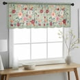 thumbnail image 2 of Sage Green Floral Valance Curtains for Kitchen/Living Room/Bathroom/Bedroom Window, Rod Pocket Small Topper Half Short Window Curtains Voile Sheer Scarf, Spring Flowers Leaves Farmhouse 60"x18", 2 of 8