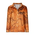 thumbnail image 2 of Women's World Map Print Shirts Button Down Blouse Long Sleeve V-Neck Casual Tops,Button Down T-Shirt for Women Casual Graphic Tee Shirts, 2 of 5