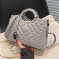 thumbnail image 4 of Bolso de mano para mujer, elegante bolso de trabajo acolchado a la moda de PU, bolso de color sólido, 4 of 8