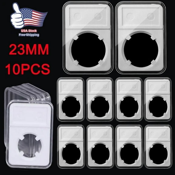 23Mm Coin Slab Holder Display Storage Box Collection Show Case Stand Set Of 10
