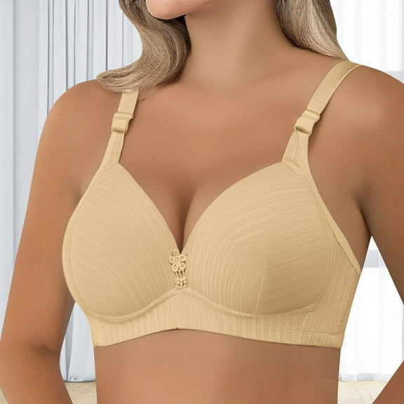 BILIKEYU Women's Thin Striped Large Sized without Underwire Bra, Bras for Women, Push Up Bra No Underwire, Jelly Bras for Women