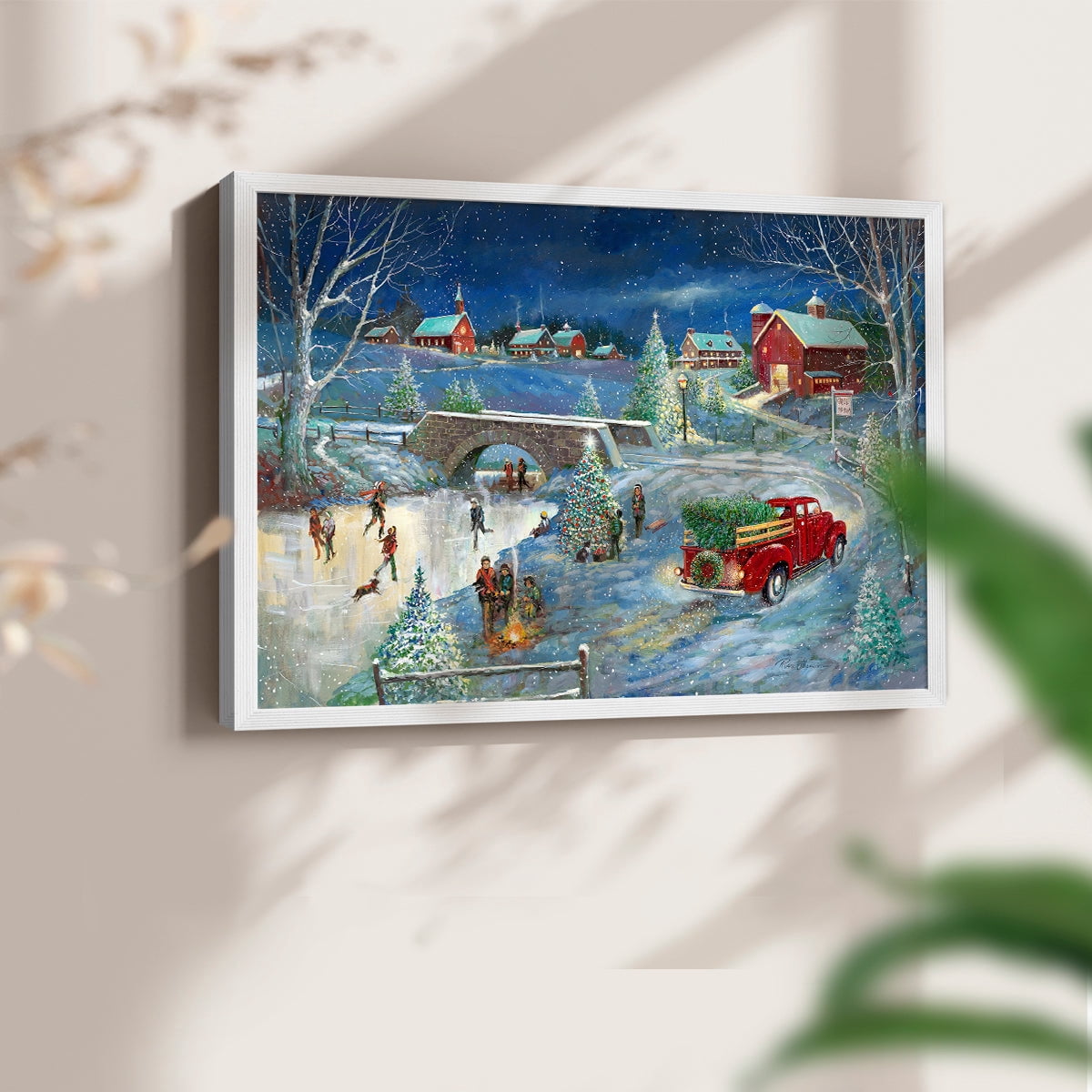 Warm Holiday Memories by Ruane Manning - Restickable Framed Giclée Print with Real Wood Frame