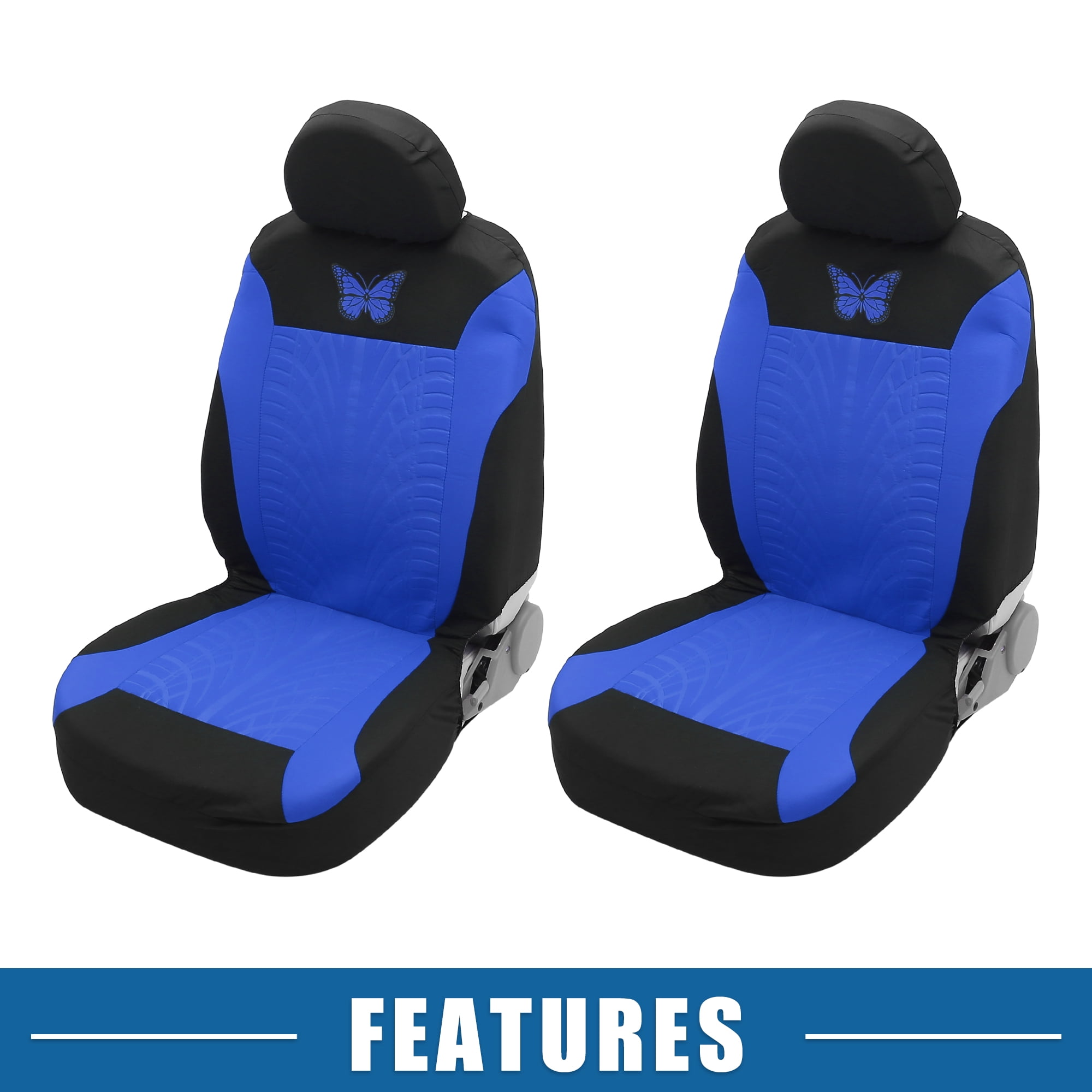 Unique Bargains 4Pcs Universal Washable Butterfly Car Seat Covers Kit Blue