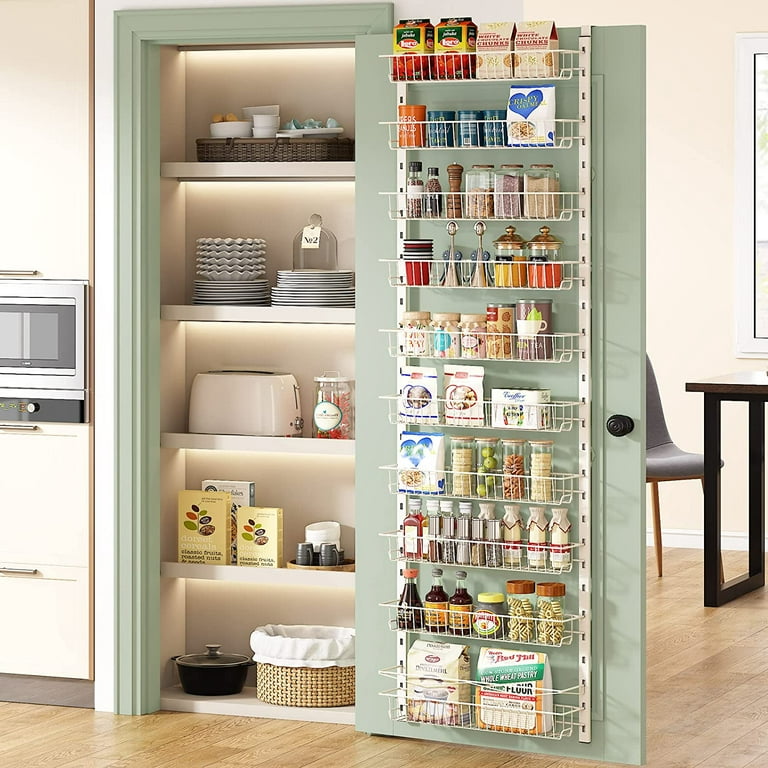 Zitaloken Over The Door Pantry Organizer, 4 Tiers Hanging Spice Rack with  Adjustable and Foldable Metal Wire Basket, Pantry Door Organization and