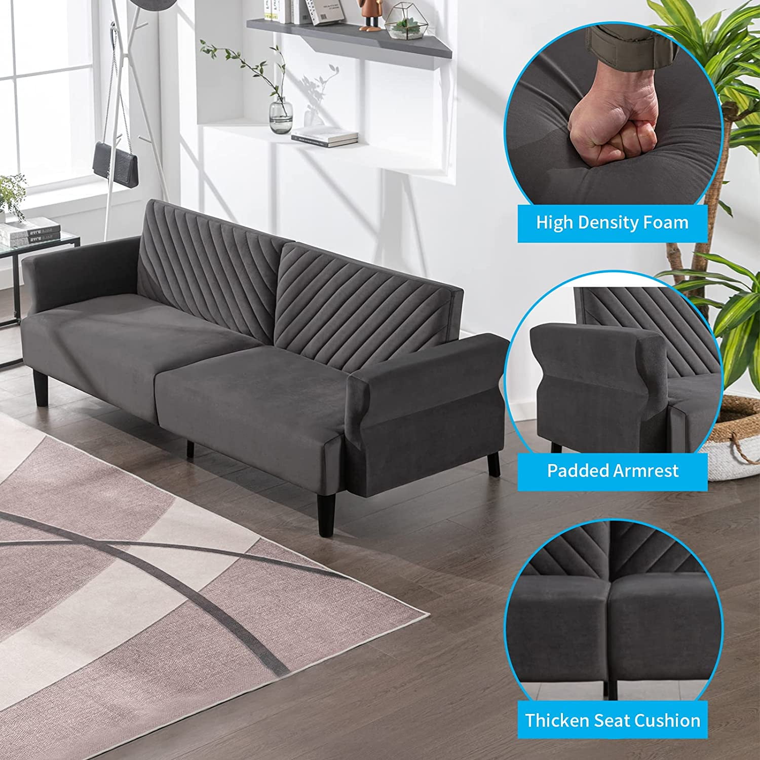 Mjkone Modern Futon Couch & Bed, 77 Mjkone Modern Futon Couch & Bed, 77