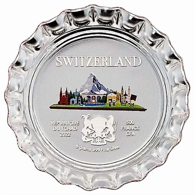 2022 Chad 6 Gram World Landmarks - Switzerland Bottle Cap Proof