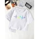 thumbnail image 1 of Girls' Soft Cotton Blend T-Shirt with Cute Paw Print - Casual Round Neck, Short Sleeve Top for Summer, 1 of 7