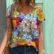 thumbnail image 1 of Pntutb Blusa suelta informal de manga corta con cuello en V y estampado floral para mujer Pntutb Pntutb-7857, 1 of 5