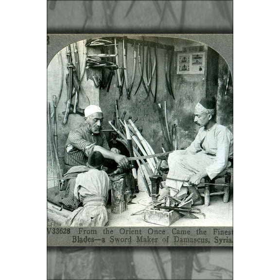 24"x36" Gallery Poster, A sword maker of Damascus, Syria 1900