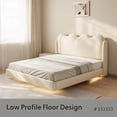 thumbnail image 2 of YUSAZENS Queen Size Wave Design Upholstered Bed Frame with Winged Side Panel, Floor Standing Soft Platform Bed, Sturdy MDF Structure No Box Spring Needed, Modern Bedroom Furniture Beige, 2 of 3
