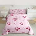 thumbnail image 2 of Feelyou Bowknot Cherry Child Bedding Comforter Set, Girly Pink Ribbon Bow Twin Comforter Sets, Kawaii Cute Cartoon Reversible Bedding Set, Ultra Soft Home Decor, 2pcs, 2 of 8