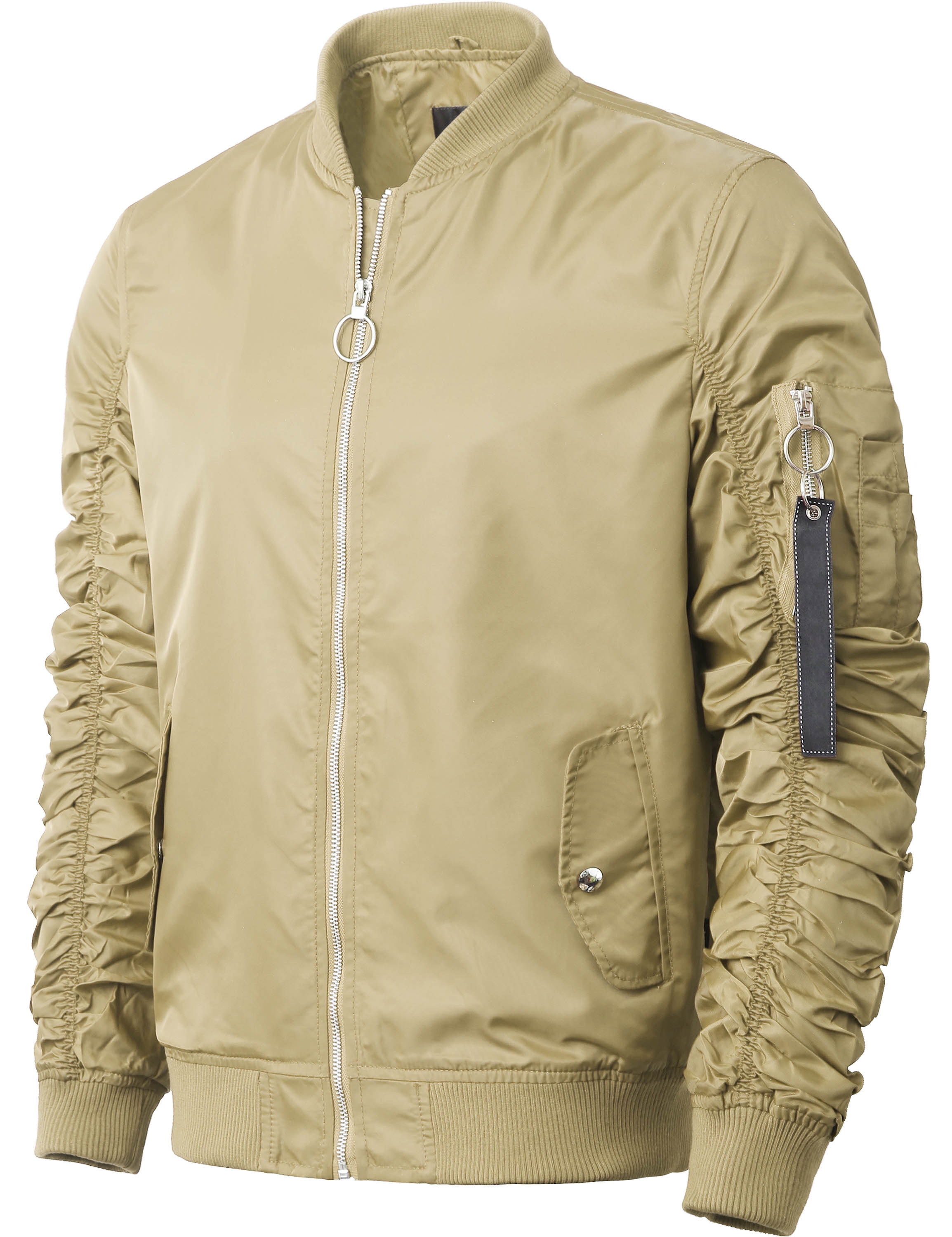 Ma Croix Mens Ruched Bomber Jacket Lightweight Waterproof Nylon ...
