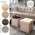 thumbnail image 6 of Simplify Faux Linen Folding Storage Ottoman Cube in Natural, 6 of 9