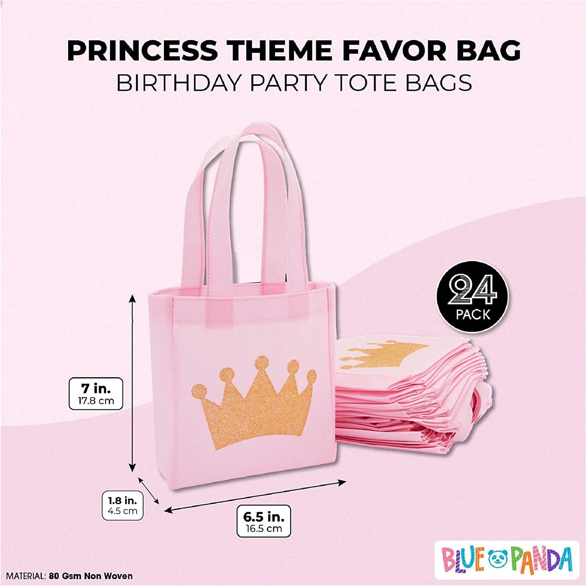 XUWAIDSGN 12 Pieces Pink Girls Party Favor Treat Bags Hot Pink Princess Gift Bags Candy Bags Girls Theme Party Goodie Bags with Handles for Girls