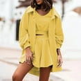 thumbnail image 2 of Annhoo Women's 3 Piece Outfits Open Front Long Sleeve Lapel Jacket Crop Tank Top and Shorts Fall Matching Sets, 2 of 8