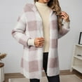 thumbnail image 2 of Plus Size Winter Open Front Cardigan Oversized Plaid Pattern Longline Knitted Coat for Casual and Wear,Size:XXL, 2 of 7