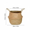 thumbnail image 2 of Seagrass Belly Basket with Handles - Small, Natural Woven Storage Bin Planter for Home Decor, Indoor Plant Pot Cover 13.8x12.2in, 2 of 6