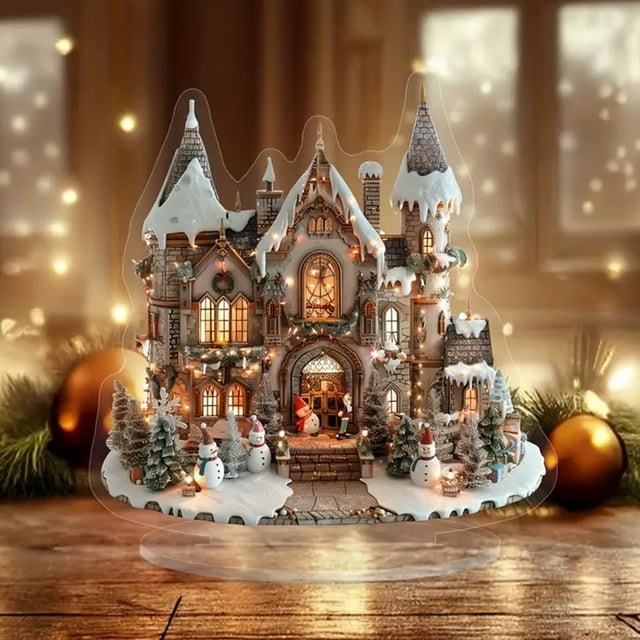 YWIYIUD Christmas Decor, Christmas Home Ornament Tabletop Figurine Gift, Christmas Tree 2D Acrylic Statue Christmas Decorations Fun Tabletop Christmas Ornaments Holiday Party Decoration
