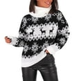thumbnail image 1 of Cardigan Chaud Imprimé Chandail de Noël pour Femmes Pull Tricoté Mode Mi-Longueur Fermeture Extérieure Décontracté Col Rond Blouse, 1 of 6
