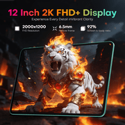 ODEA 12 inch Tablet 2K FHD IPS Android 15, A12 12GB RAM+128GB ROM(2TB TF), Octa Core, 8000mAh, 8MP+13MP Dual Camera, Face Unlock/GPS/Widevine L1/GMS/5G WiFi/BT5.0, Home Office & Entertainment