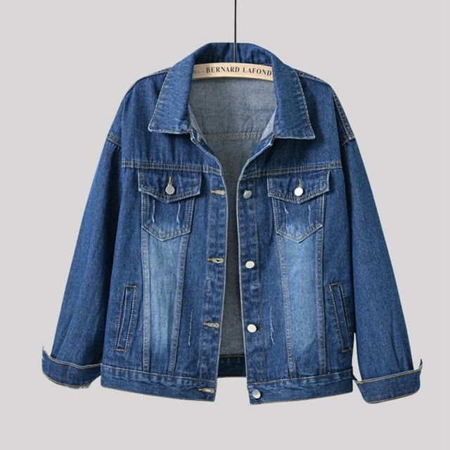 SHIXIAOO Manteau en Denim Décontracté pour Femmes, Mode Colorée, Grande Poche, Bouton, Manteau Court pour Femmes, Vestes et Manteaux en Denim pour Femmes