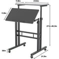 thumbnail image 3 of Soges 2-Tier Computer Desk with Wheels Height Adjustable Sit to Stand Desk Home Snack Side Table with Castors Mobile Standing Desk, Black, 3 of 7
