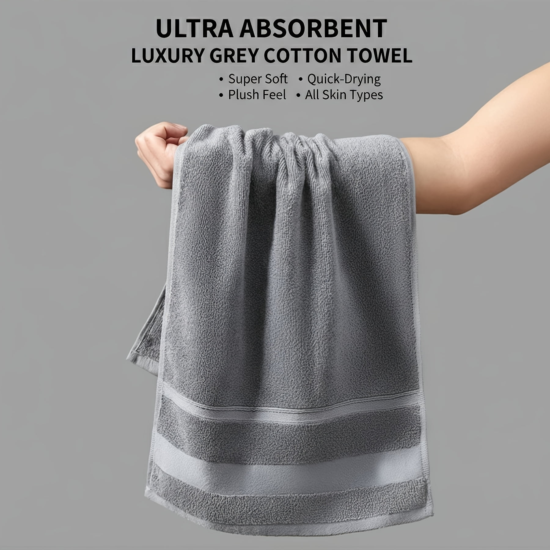 Set Of 12 Luxurious Cotton Towels Set, Ultra Soft & Highly Absorbent Premium Towels, Includes 4 Bath Towels, 2 Hand Towels & 6 Washcloths, Luxury Hotel Quality Shower Towels for Family & Guest Room.