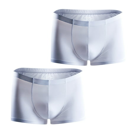 Summer Savings Clearance MIANHT Plus Size 2PC Men s Ice Silk Solid Color Underwear Boxer Shorts Thin Breathable Sexy Underwear