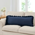 thumbnail image 2 of My Texas House 14" x 36" Blue Ruffle Velvet Oblong Decorative Pillow, 2 of 5