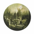 thumbnail image 1 of Grey Mouse Pad for Computers, Sunset in a Gothic Dark City Scenery Landscape Urban Artwork Image, Round Non-Slip Thick Rubber Modern Gaming Mousepad, 8" Round, Pale Green White, by Ambesonne, 1 of 2