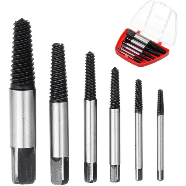 Juego de extractores de tornillos para tuberías de 6 piezas,Extractor de tornillos en espiral roto para quitar tornillos pelados y pernos rotos,Juego de extractores de pernos rotos con torni