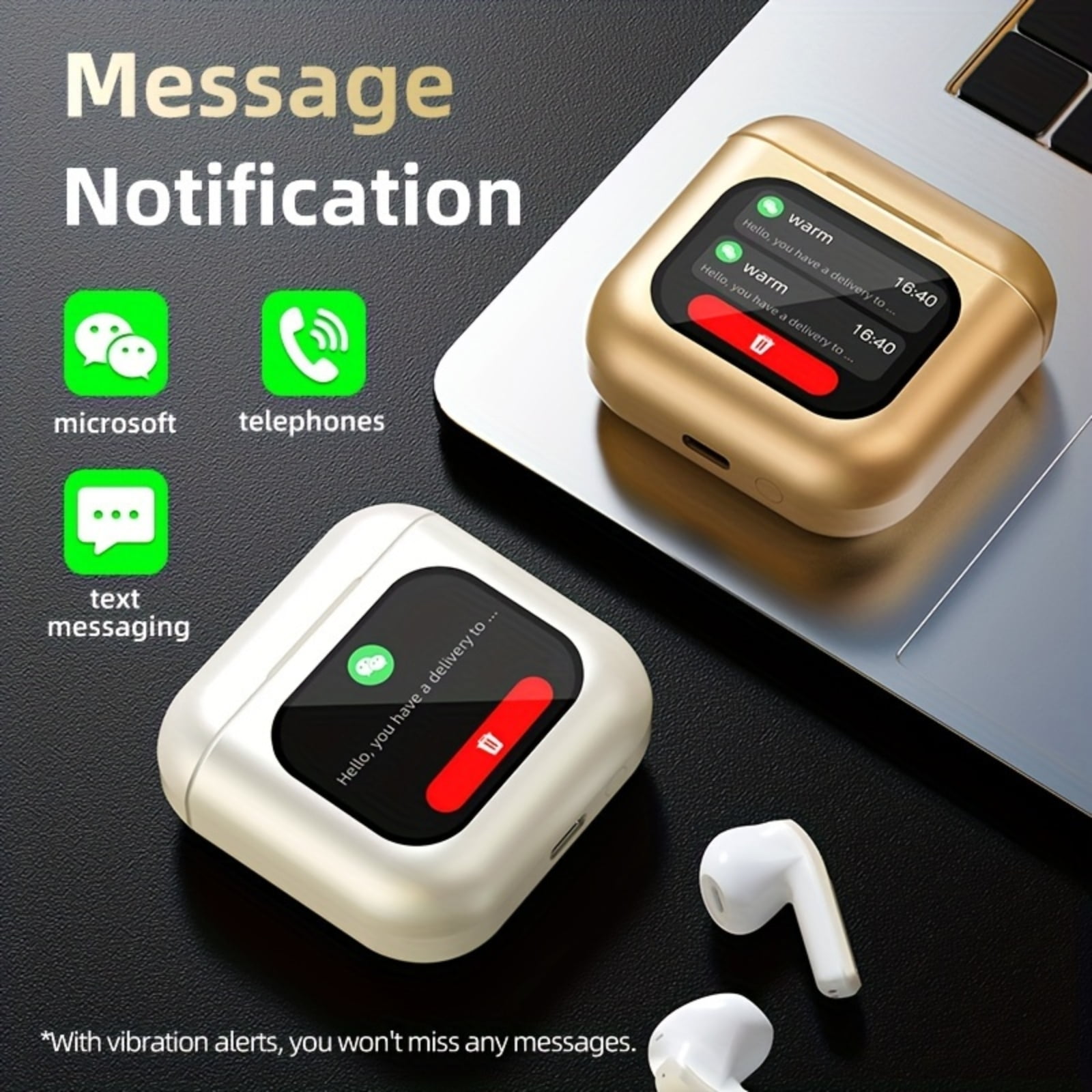 2.01" Touch Screen Wireless Bluetooth Earbuds with 8G Memory, 30H Playtime Deep Bass Bluetooth Headphones with 4 ENC Mic, Waterproof Wireless Earphones for Tablet Laptop Android/iOS Phones(Black)