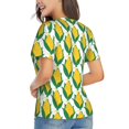 thumbnail image 3 of Vsdgher Corn Cob Women Shirts V Neck Short Sleeve Tops T-Shirt Basic Tees, S to 3XLX-Large, 3 of 5