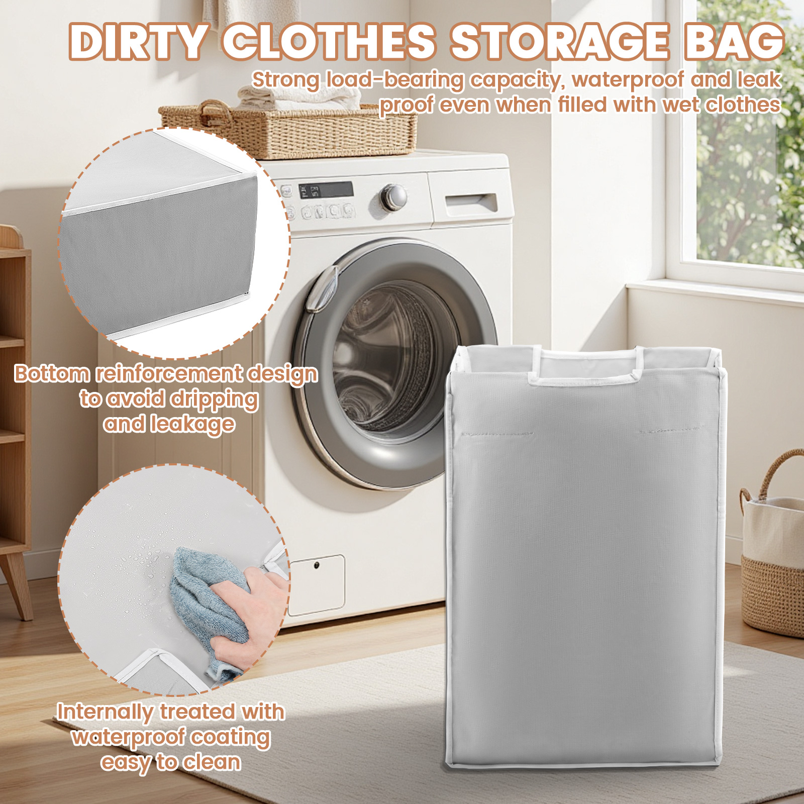 HKJUNFEI 3Pcs  Laundry Hamper Cart Large Capacity Replacement Bags High Load Bearing Capacity Removable Replacement Bag 15 x 9 x 22 Inch