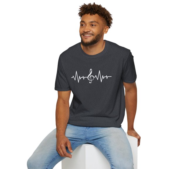 My Heart Beats for Music T-Shirt, Classic Crew Neck, Short Sleeve Shirt